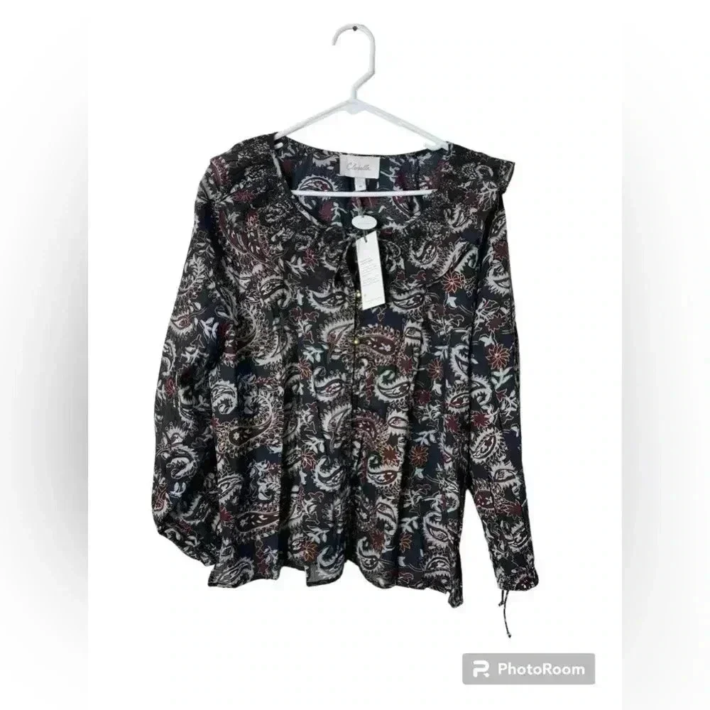 Cleobella Boho Jillian Blouse Avalon Block Print